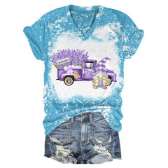 Enchanting V-Neck Tee: Bee, Sunflower, Gnome, and Truck Design